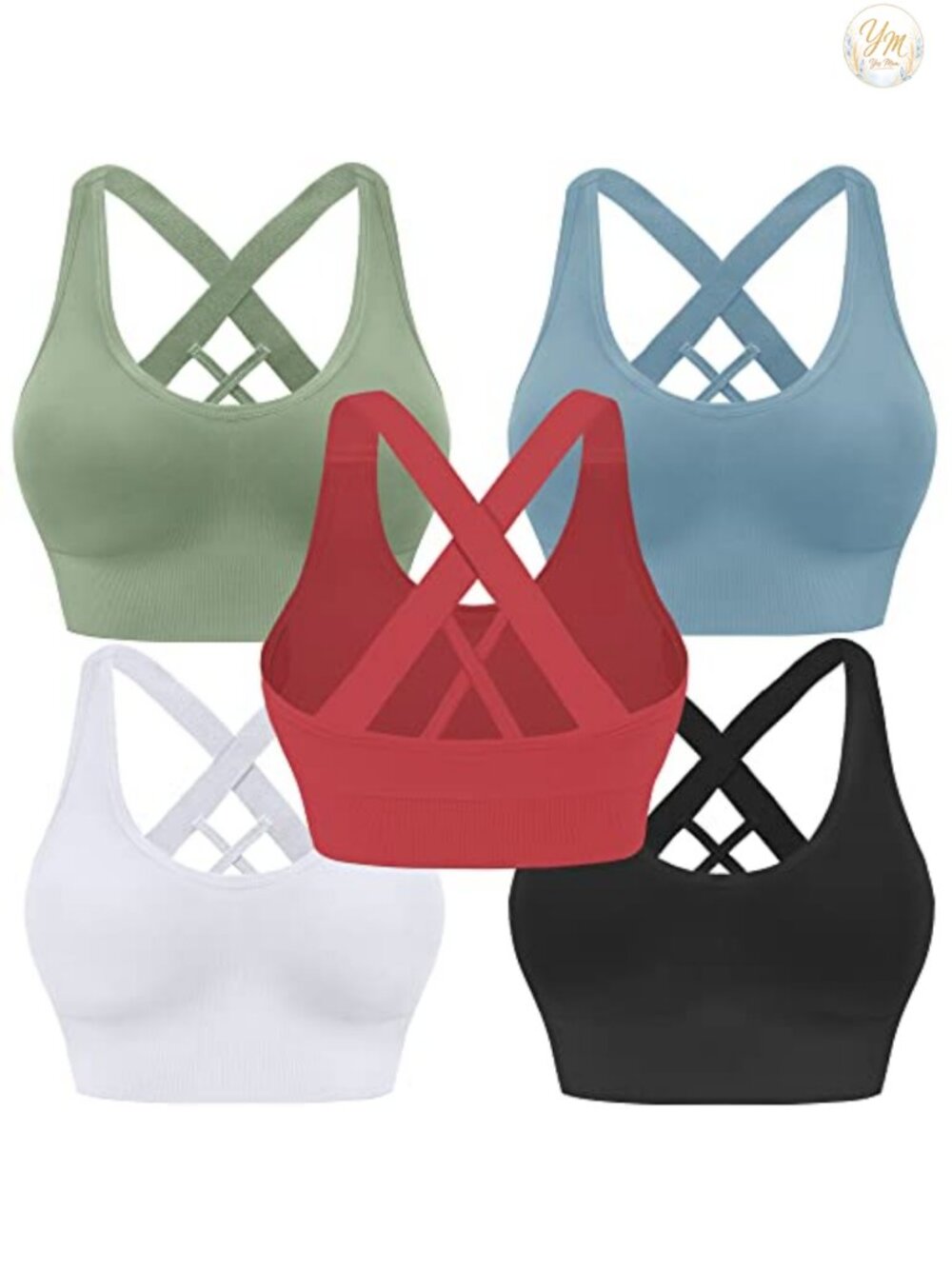 High Support Sports Bras Women Padded Seamless 3-5 Pack Nylon Spandex Yoga Gym